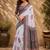 White white printed chanderi cotton ready to wear saree