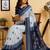 Off white navy blue printed chanderi cotton ready to wear saree