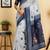 Off white navy blue printed chanderi cotton ready to wear saree