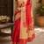 Red red printed chanderi cotton ready to wear saree