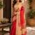 Red red printed chanderi cotton ready to wear saree