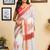 Off white orange printed chanderi cotton ready to wear saree