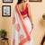 Off white orange printed chanderi cotton ready to wear saree