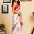 Off white orange printed chanderi cotton ready to wear saree