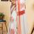 Off white orange printed chanderi cotton ready to wear saree