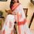 Off white orange printed chanderi cotton ready to wear saree