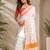 White orange printed chanderi cotton ready to wear saree