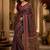Navy blue maroon printed chanderi cotton ready to wear saree