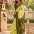 Yellow green printed chanderi cotton ready to wear saree