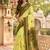 Yellow green printed chanderi cotton ready to wear saree