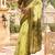 Yellow green printed chanderi cotton ready to wear saree