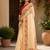 Cream cream printed chanderi cotton ready to wear saree