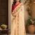 Cream cream printed chanderi cotton ready to wear saree
