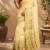 Yellow cream printed chanderi cotton ready to wear saree