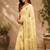 Yellow cream printed chanderi cotton ready to wear saree