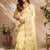 Yellow cream printed chanderi cotton ready to wear saree
