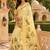 Yellow cream printed chanderi cotton ready to wear saree