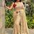 Beige checked zari silk blend saree