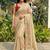 Beige checked zari silk blend saree