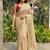 Beige checked zari silk blend saree