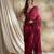 Red printed saree with blouse