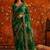 Green floral embroidered poly georgette saree