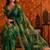 Green floral embroidered poly georgette saree
