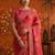 Pink floral embroidered poly georgette saree