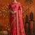 Pink floral embroidered poly georgette saree