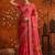 Pink floral embroidered poly georgette saree