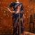 Navy blue floral embroidered poly georgette saree
