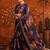 Navy blue floral embroidered poly georgette saree