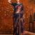 Navy blue floral embroidered poly georgette saree