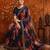 Navy blue floral embroidered poly georgette saree