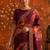 Burgundy floral embroidered poly georgette saree