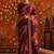 Burgundy floral embroidered poly georgette saree