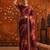 Burgundy floral embroidered poly georgette saree