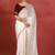 Off white embroidered satin designer saree