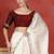 Off white embroidered satin designer saree