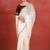 Off white embroidered satin designer saree