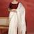 Off white embroidered satin designer saree