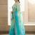 Blue ombre embroidered saree with blouse piece