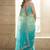 Blue ombre embroidered saree with blouse piece