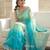 Blue ombre embroidered saree with blouse piece