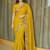Yellow floral embroidered  chiffon saree