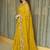 Yellow floral embroidered  chiffon saree