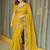 Yellow floral embroidered  chiffon saree