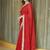 Red ethnic motifs sequinned satin saree