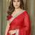 Red ethnic motifs sequinned satin saree