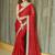 Red ethnic motifs sequinned satin saree